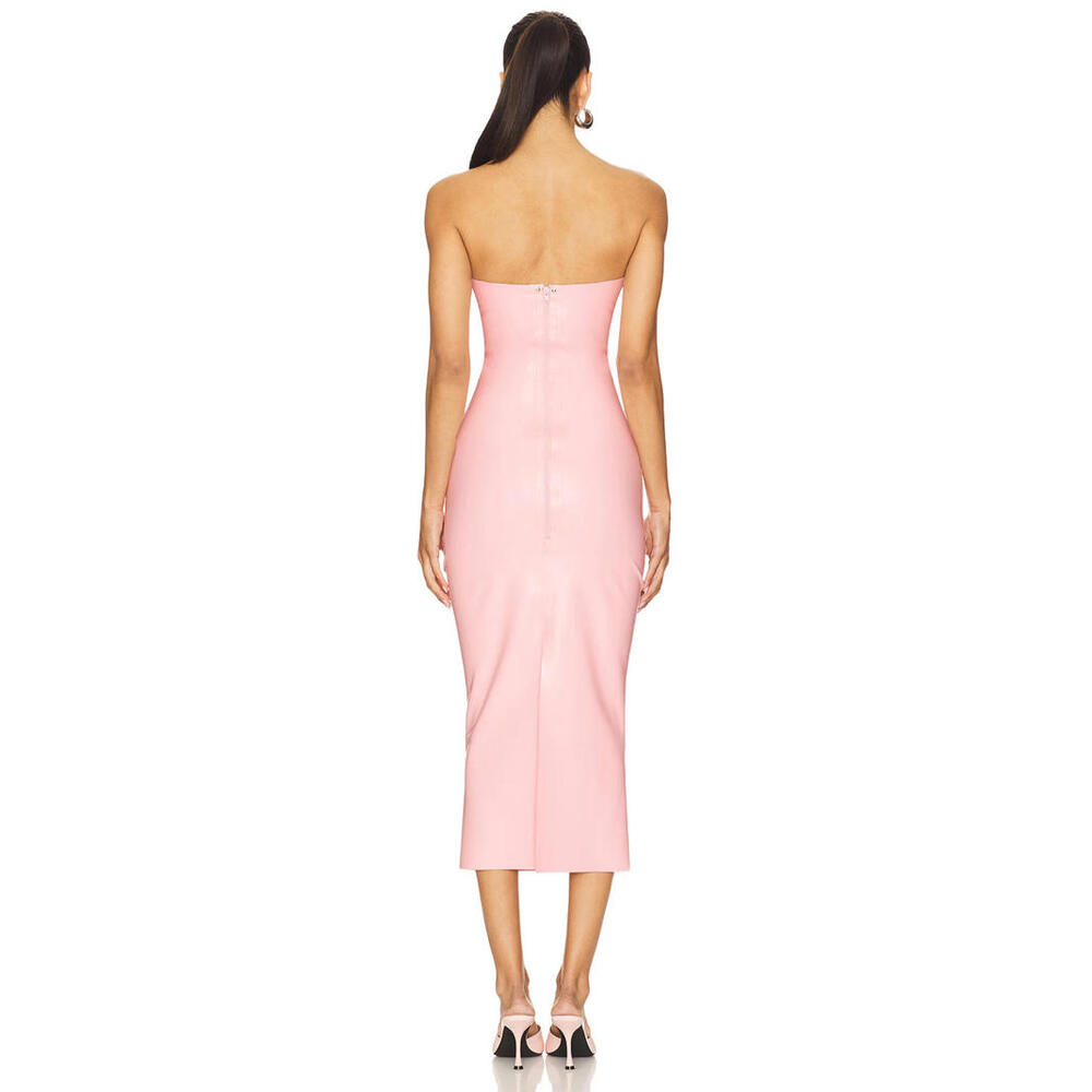 Miaou Lila Dress pink candy Midi Latex Strapless S NWT $450msrp - Picture 2 of 9